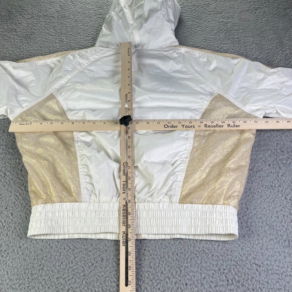Southpole Jacket Womens 1X White Gold Full Zip Hooded Windbreaker Y2K Retro - Picture 3 of 14